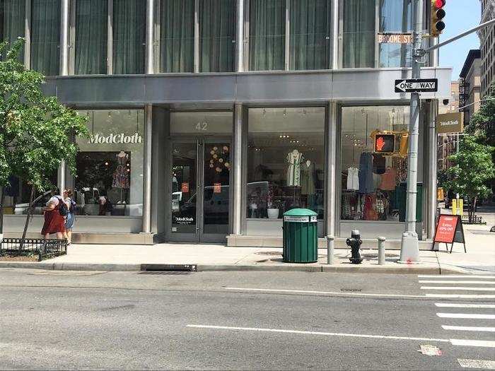 The New York City ModCloth store is located in Manhattan's SoHo neighborhood, a prime shopping district and destination for tourists. Though ModCloth is primarily an e-commerce company, it also has three additional stores in Austin, Washington, DC, and San Francisco.