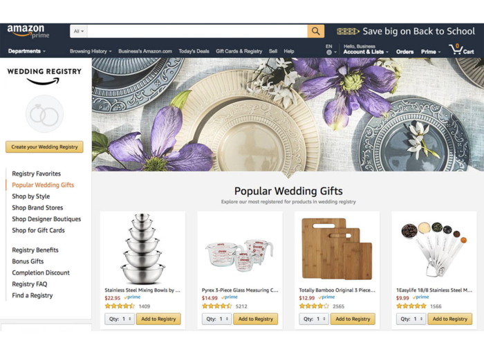 Amazon is the top wedding registry in 24 states.