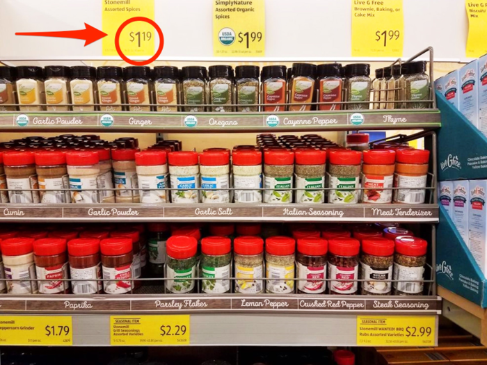 One blogger wrote that they get their basic spices for around $1 when shopping at Aldi. While you may not find every spice or herb imaginable, the Thrifty Frugal Mom wrote that they're able to find the "common" spices at Aldi. Shoppers can also choose to purchase organic options for a few cents more.