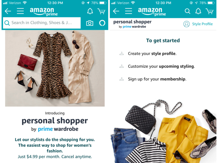 In order to join Personal Shopper, you have to create a style profile on the Amazon app and pay the $4.99 fee.