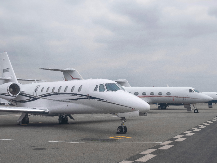 Teterboro Airport in New Jersey is the main private jet airport serving New York City.