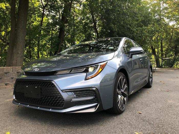 Behold! The 2020 Toyota Corolla XSE, in "Celestite Gray Metallic" livery. "Celestite," for the record, is a mineral that's admired for its delicate blue color — it's also the most poetic automotive paint tone that I've come across in a while.