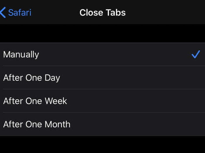 Set tabs in Safari to close automatically.