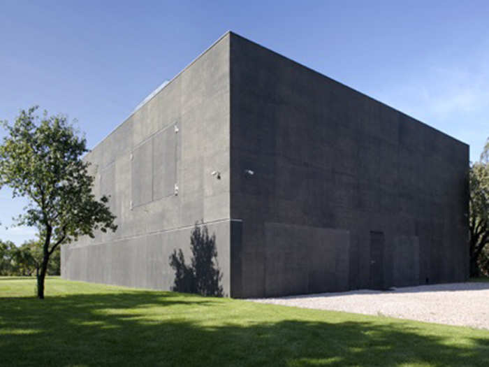 The Safe House appears to be a solid concrete steel block from the outside.