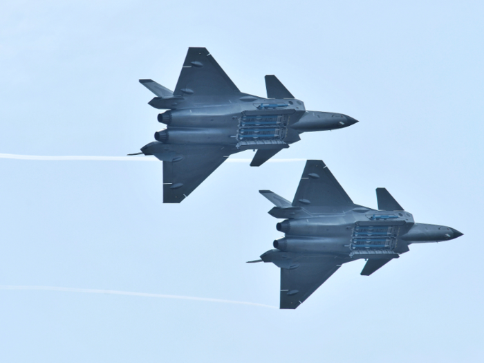 The PLA's J-20 looks extremely similar to the US Air Force's F-22 Raptor.