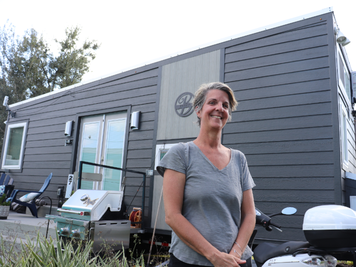 Mickie Boehm — who has lived in a 250-square-foot tiny house with her husband since July 2018 — spends about $1,000 per month on expenses.