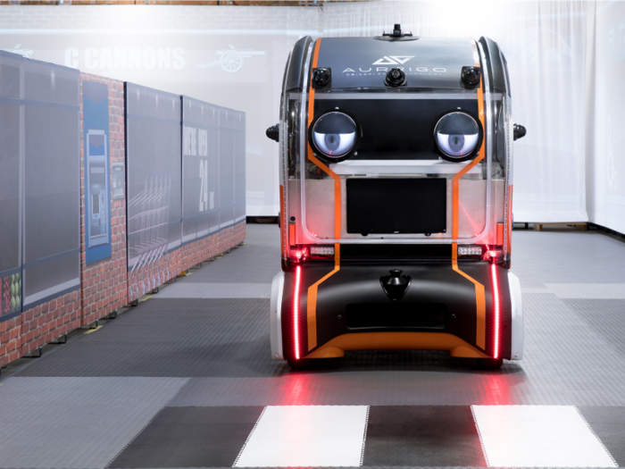 Jaguar Land Rover put the “virtual eyes” on its self-driving pods to interact with pedestrians on the road.