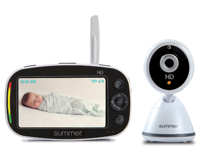 The baby monitor Summer sent me comes with a camera and 5-inch monitor.