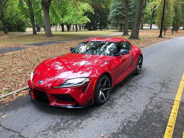 The 2020 GR Toyota Supra arrived in a "Renaissance Red" paint job and with an as-tested price of $56,220, a bit of a premium over the $49,990 base model.