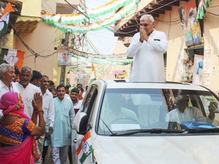 Rohtak: Former Chief Minister of Haryana Bhupinder Singh Hooda during his electi...