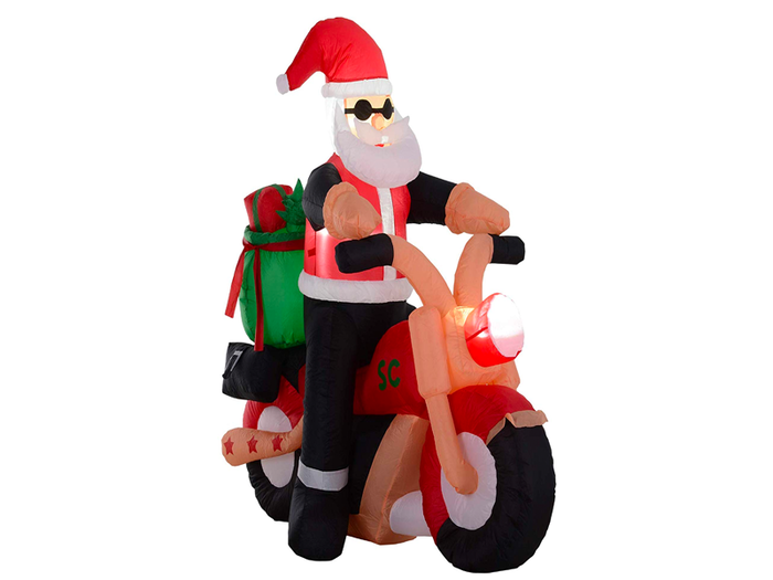 A bold Santa Claus who cruises around in style