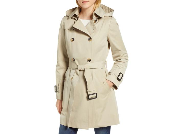 Womens Clothing Coats Raincoats and trench coats Natural OCTETTE Single Belted Long Trench Coat in Khaki Beige 