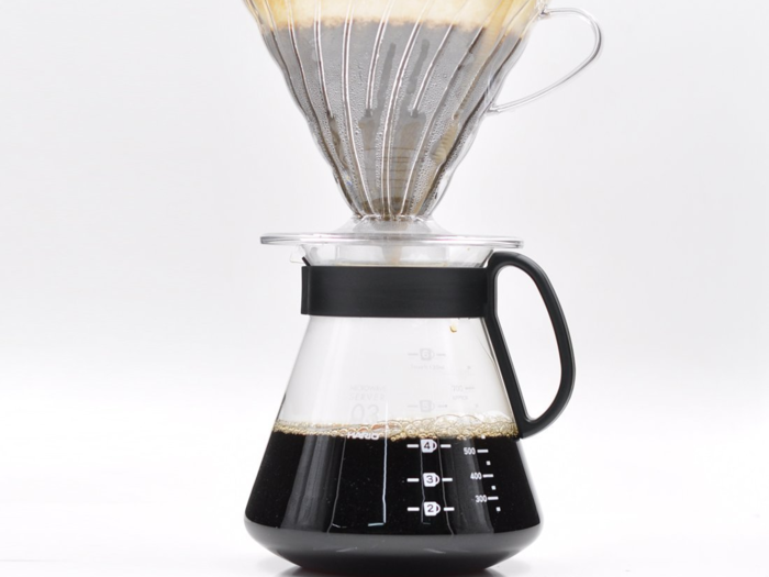 Hario Maximum Flavor Extraction by Bolio Cuisinart Pour Over Stainless Steel Coffee Cone Shaped Basket Filter Dripper and Cradle Stand used with Popular V60 Filters like Melitta Chemex Vortex 2 