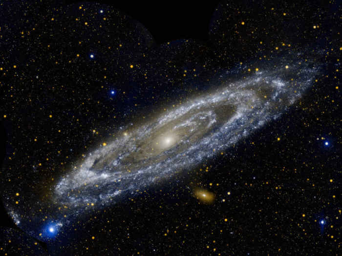 The Andromeda galaxy is our largest galactic neighbor. It's just 2.5 million light-years away. Andromeda and the Milky Way are creeping closer together every minute.