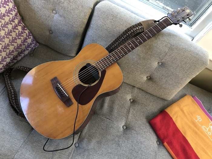 I don't own an acoustic-electric guitar. I have a 1970s-vintage Yamaha FG-170 that, believe it or not, I picked up at a yard sale for $5. I've played guitars that cost thousands of dollars, but this guy does it for me.