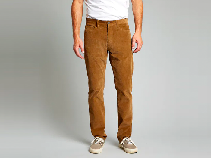 Men's Green Flat Front Corduroy Pants | Peter Christian