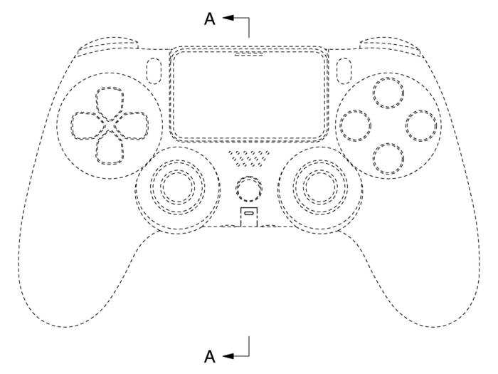 A front view of the PlayStation 5 controller