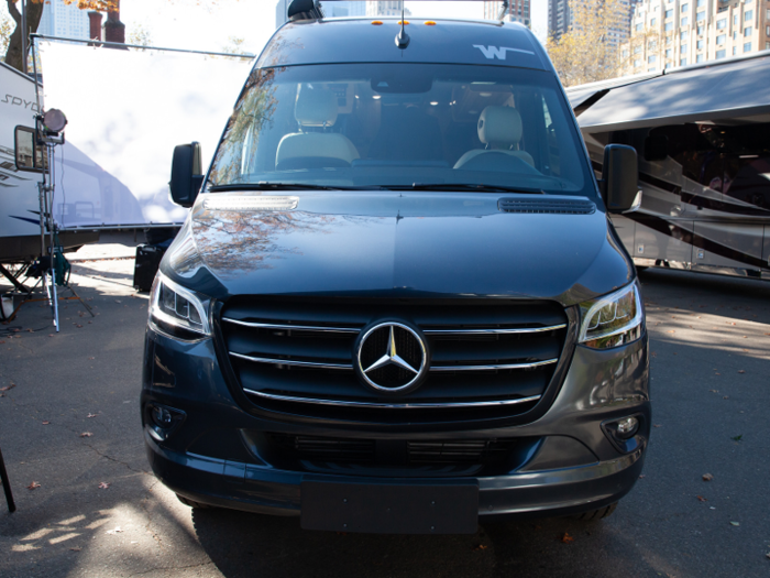 The Mercedes-Benz Sprinter chassis's turbo-diesel engine gives the van 188 horsepower.