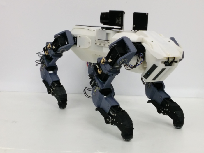 The robot weighs in at just over 15 pounds, and is equipped with 3D cameras on its head and touch and force sensors on its claws.
