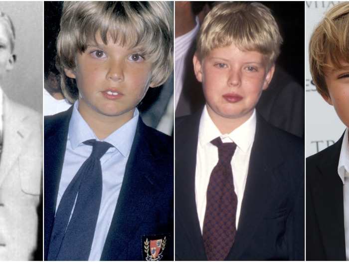 President Donald Trump and his three sons are pictured in elementary school. From left to right: Donald Trump in an undated photo, Don Jr. at the age of 10 in 1988, Eric at the age of 12 in 1996, and Barron at the age of 8 in 2014.