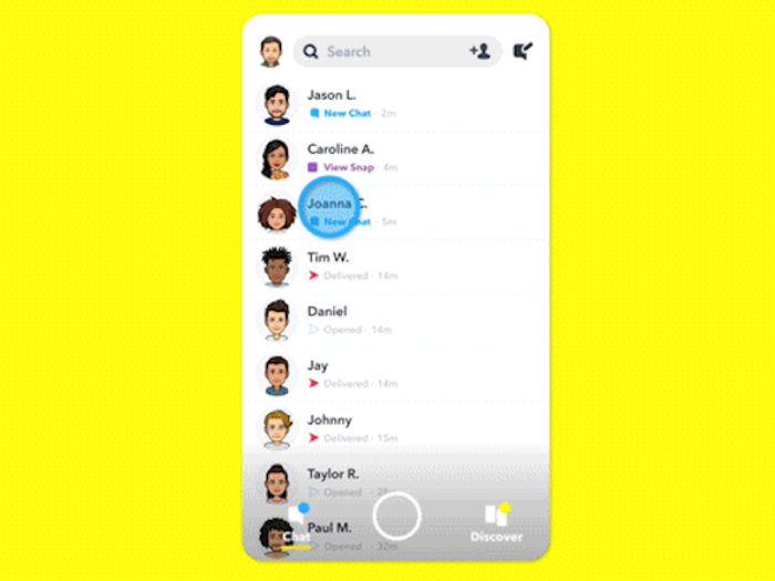 Begin by selecting the contact from your Snap list that you want to send a Cameo.