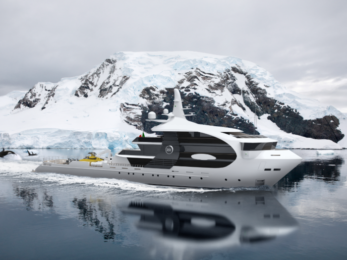 Rosetti Superyachts' newest concept design mimics the appearance of a killer whale, down to the dorsal fin.