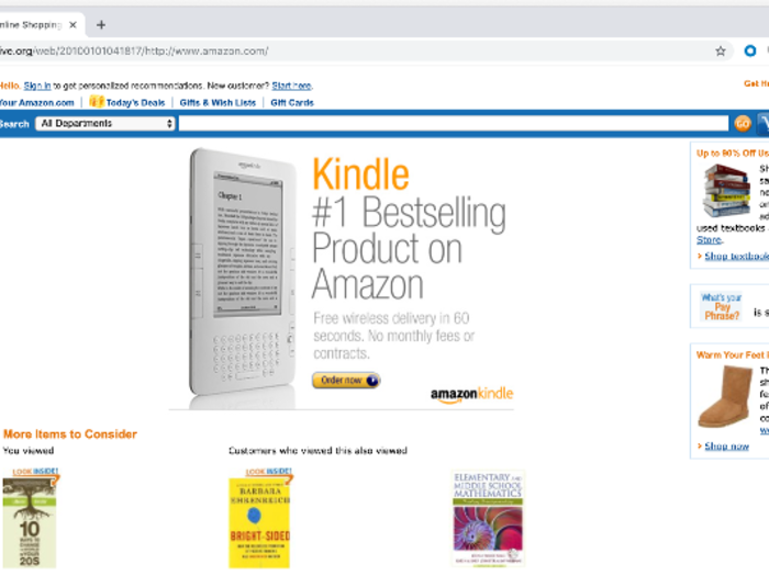 In 2010, Amazon was pushing the Kindle hard and books were still its top-billed category.