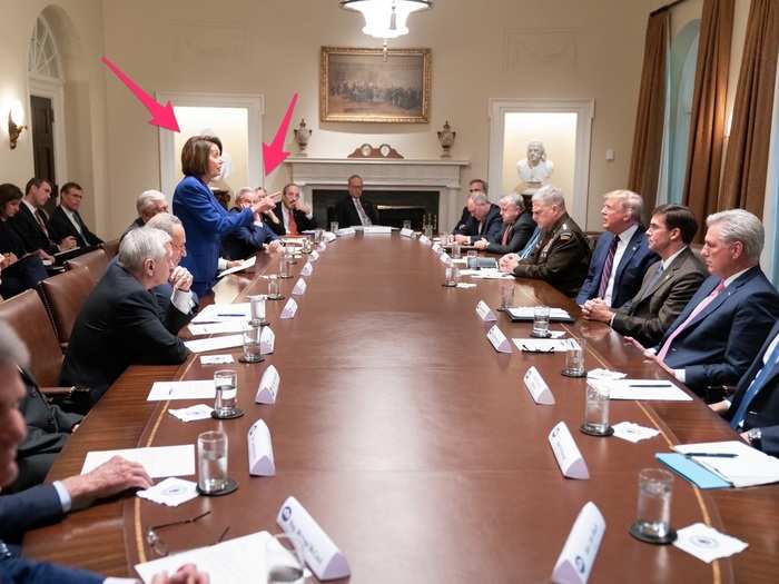 During a 2019 White House meeting, Pelosi was captured standing and pointing directly at Trump. The image became an instant sensation. After Trump mocked her for it, the House Speaker made it her cover image on Twitter.