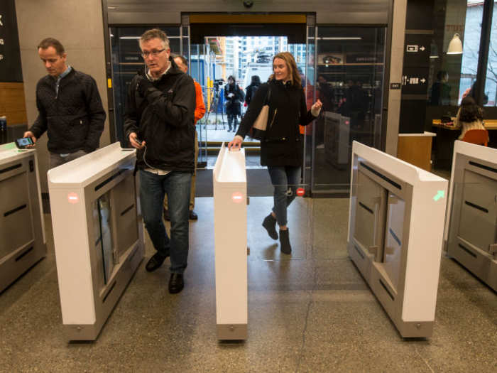 Before entering an Amazon Go store, customers must scan their smartphone so Amazon can figure out who they are.