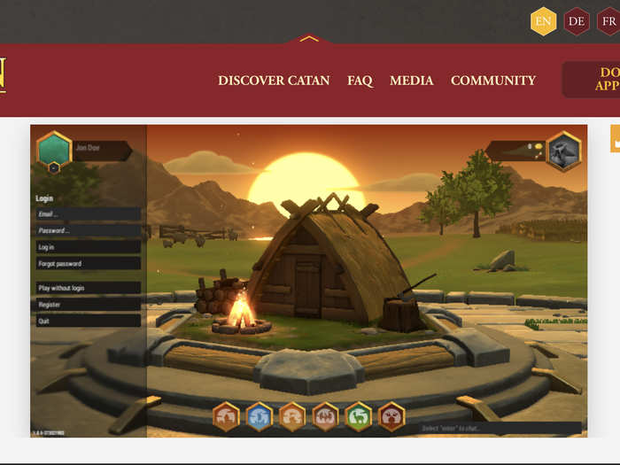 First, we had to set up our accounts on Catan Universe.