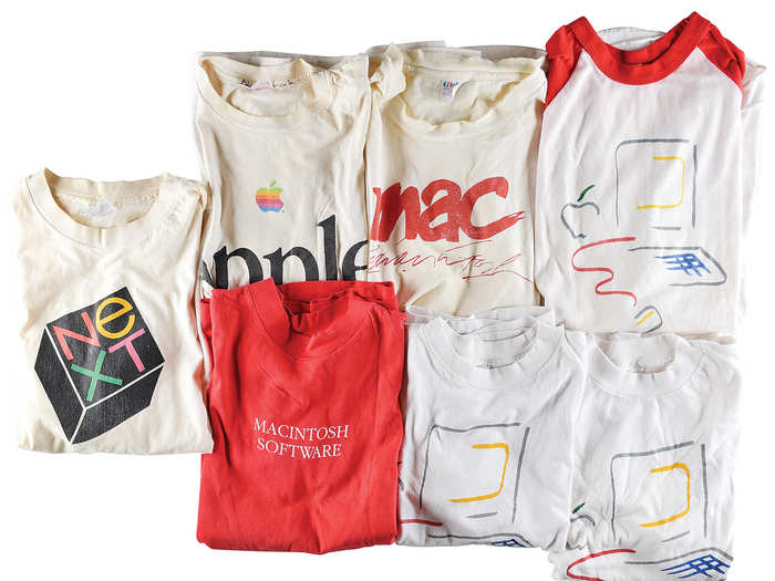 Apple T-shirts have long been collectors' items. In the 1980s, Apple had a company store for employees, closed to the public, where it sold merch with different logos and slogans. Many became highly coveted, as fewer than 100 shirts of some designs were produced.