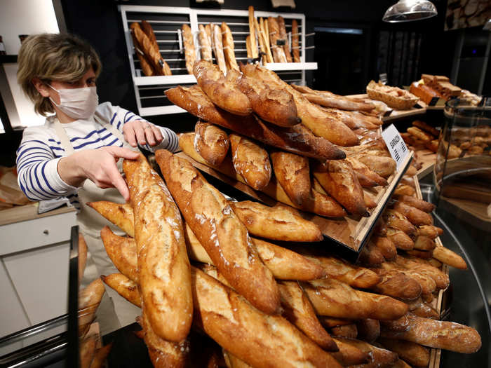 Boulangeries, where the French go to get their daily baguettes, bread and pastries, are open throughout the country. Meanwhile, food establishments where people gather, like restaurants and cafes, are closed.