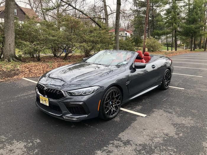 Say hello to the 2020 BMW M8 Competition Convertible! The beastly two-door landed at our New Jersey test center wearing a "Brands Hatch Gray Metallic" paint job — and a little ahead of warmer weather in the Northeast, so top-down motoring conditions weren't ideal.