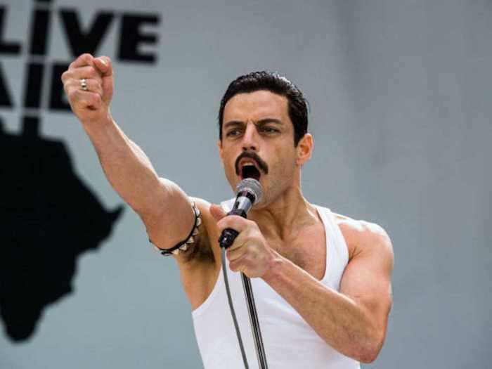 Rami Malek shines as Queen frontman Freddie Mercury in 2018 biopic "Bohemian Rhapsody," directed by Bryan Singer.