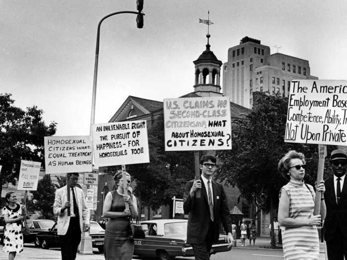 In 1965, the Annual Reminder in Philadelphia becomes one of the first organized demonstrations for gay rights in the world.