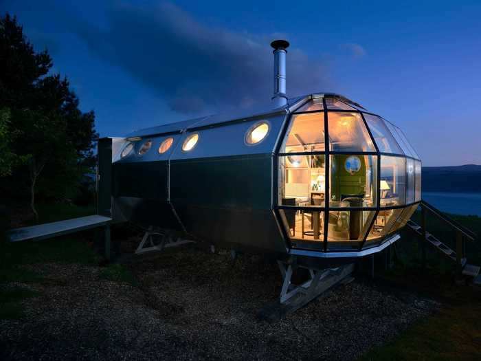 Roderick James Architects says that the Airship can serve as temporary housing, or a more permanent living space.
