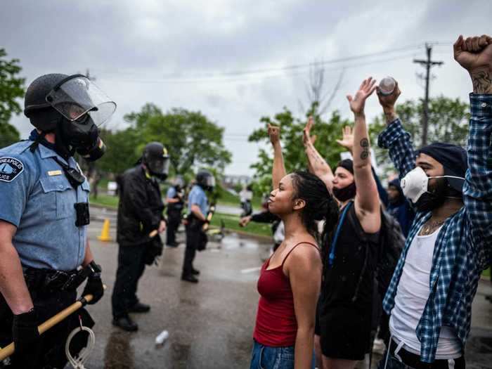 A group of protesters confronted the police in Minneapolis, Minnesota, in 2020.
