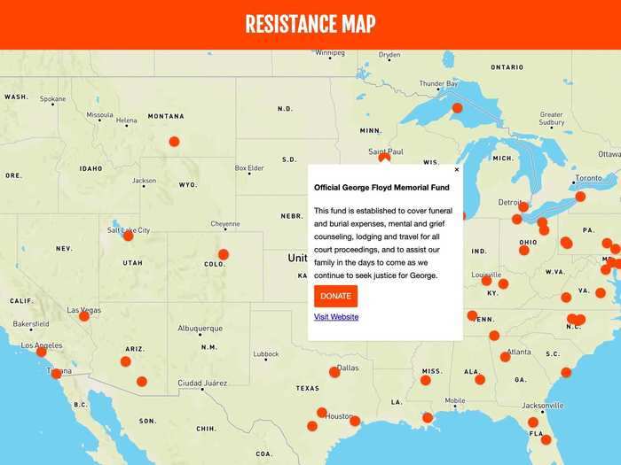 This "Resistance Map" shows where you can donate to bail funds across the US.