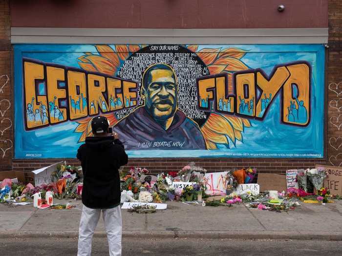 Five local artists painted a mural in Minneapolis, Minnesota, where Floyd died on May 25.
