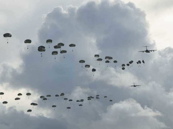 US Army airborne troops flew nearly 5,000 miles to execute a mock invasion of Guam.