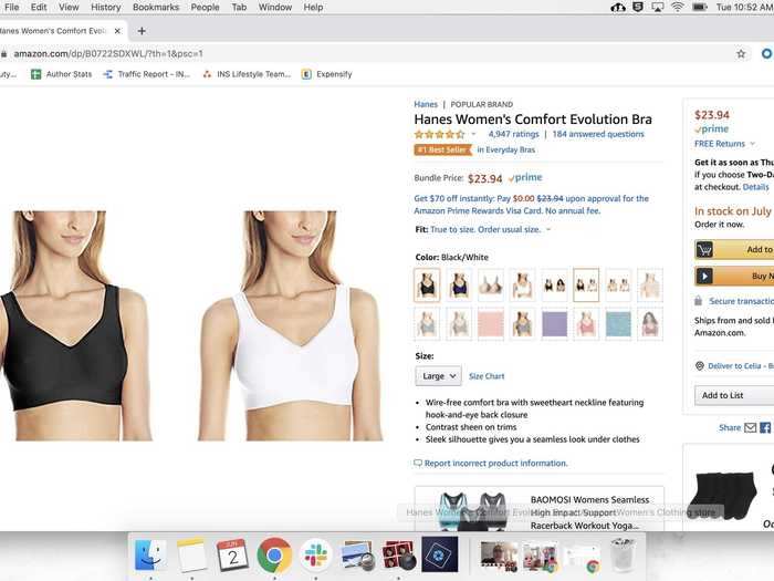 The first thing I noticed when I saw the Hanes Comfort Evolution Bra on Amazon was how many colors you could choose from.
