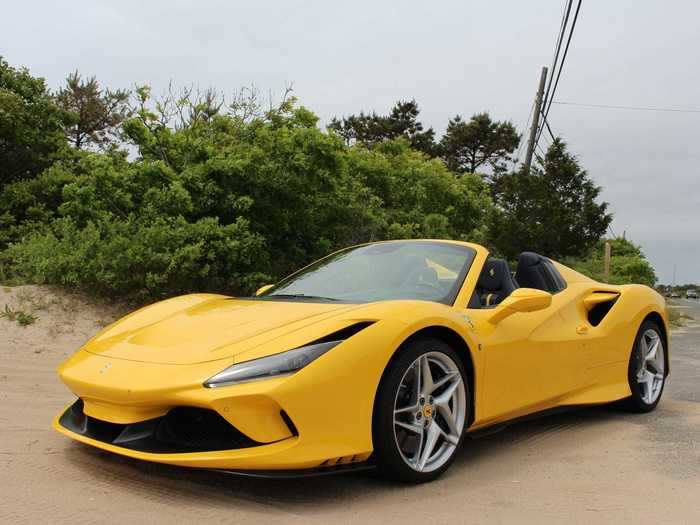 The 2020 Ferrari F8 Spider, in all it's beachfront, bright-yellow glory! My test car started at $297,250. But options, options, and more options took the sticker to a hair under $397,000.