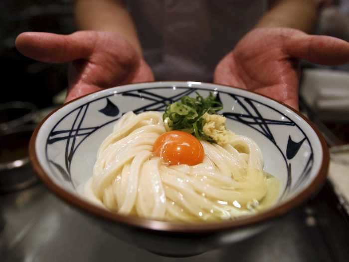 Udon is a thick, wheat-flour noodle that's popular in Japan