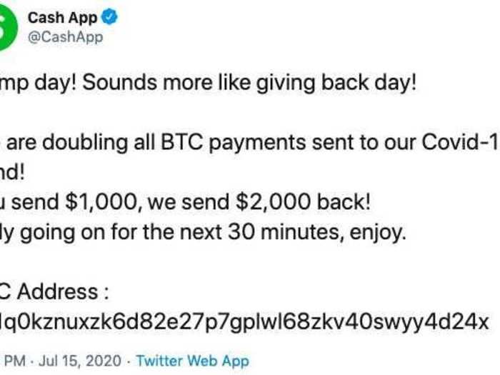 First the Cash app and and several cryptocurrency-related accounts