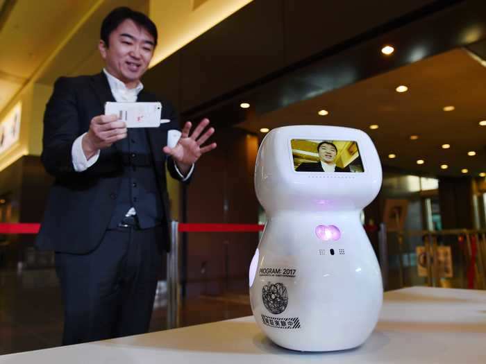 Donut Robotics had a contract with Haneda Airport in Tokyo to sell robot translators and guides, like this robot, called Cinnamon.