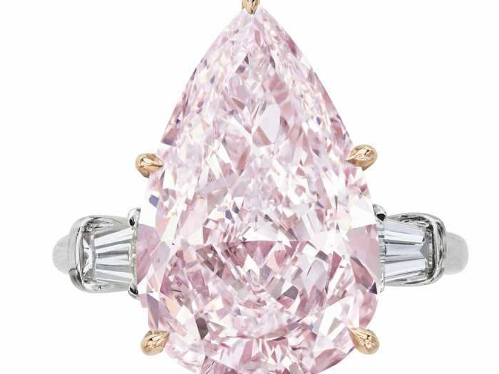 Christie's is set to auction off this 7.65-carat light purplish-pink diamond ring...