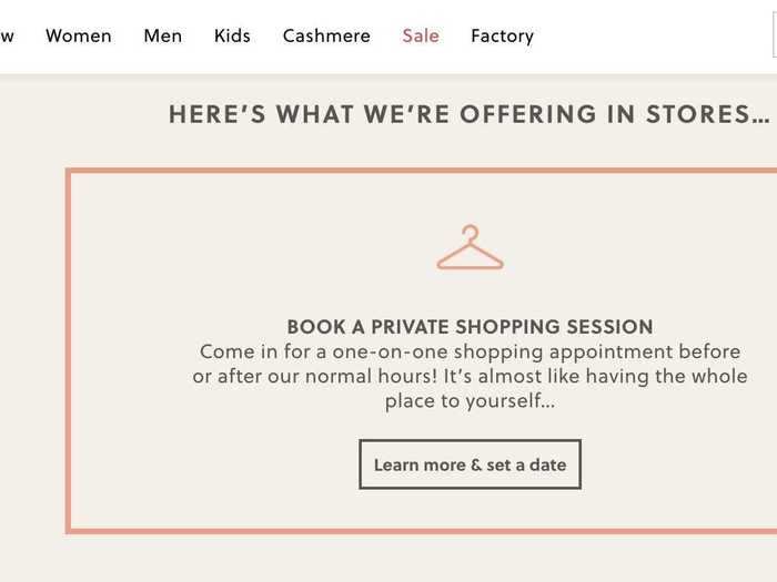 I started by visiting the J.Crew website to schedule my personal shopping session.