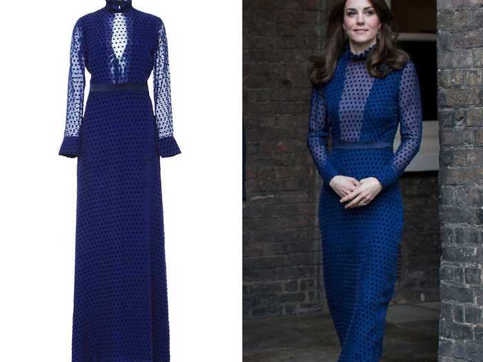 The duchess wore an altered Saloni dress that originally featured sheer paneling and an open back.