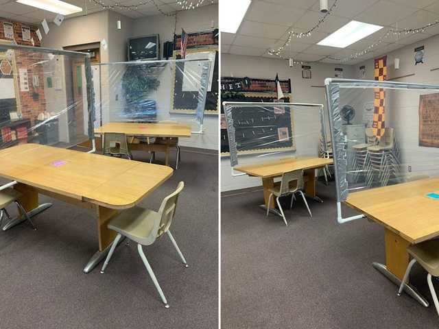 She added dividers to each of her classroom's tables. However, her district decided to move the first four weeks of the year online, so the dividers will be there when students come back for in-person classes.
