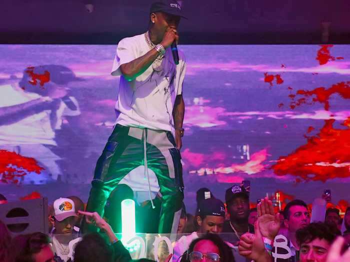 Musician Travis Scott has an estimated net worth of about $39.5 million, per Forbes. His revenue comes from a combination of producing music and merch, touring, and partnering with major brands like Nike and  MLB team Houston Astros.